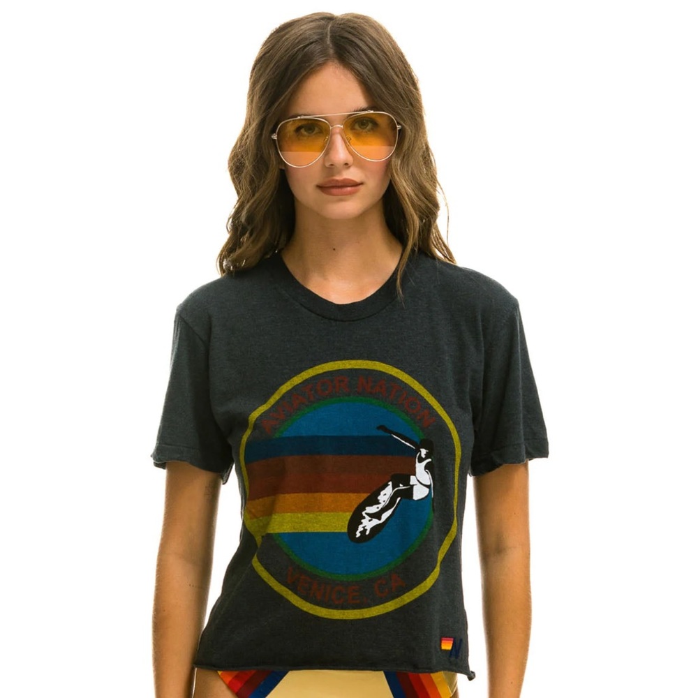 Aviator Nation Signature Boyfriend Tee -Charcoal